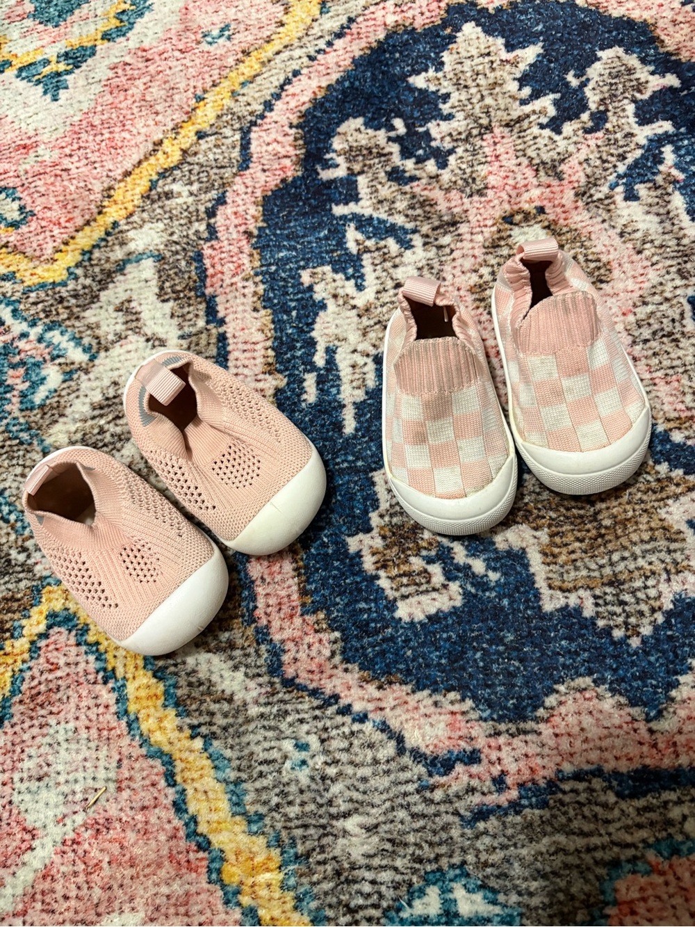 Toddler Pink Slip-On Sneakers Bundle - Soft Knit & Checker Canvas